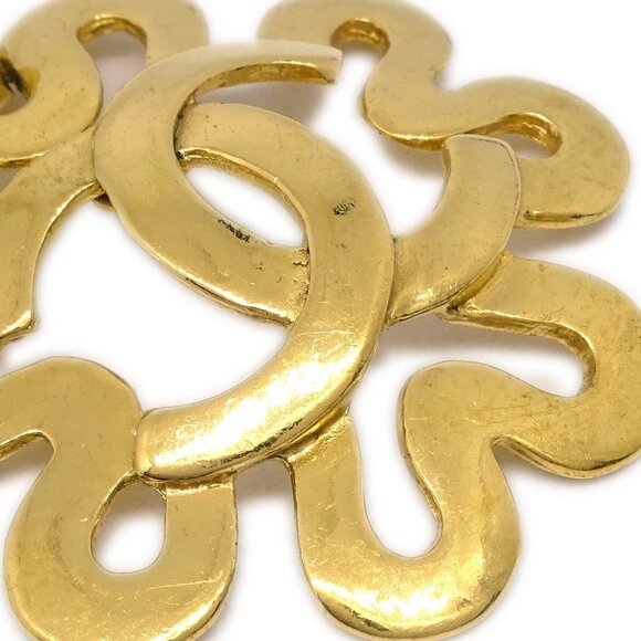 Chanel Flower Dangle Earrings Clip-On Gold 95P 152612 - Picture 2 of 4